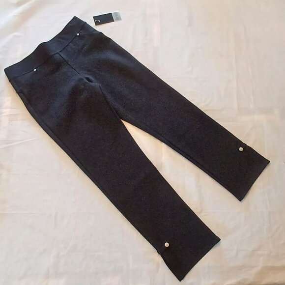 NWT S Black Slim Factor by Investments High Rise Side Split Hem Ankle Legging - Picture 1 of 10